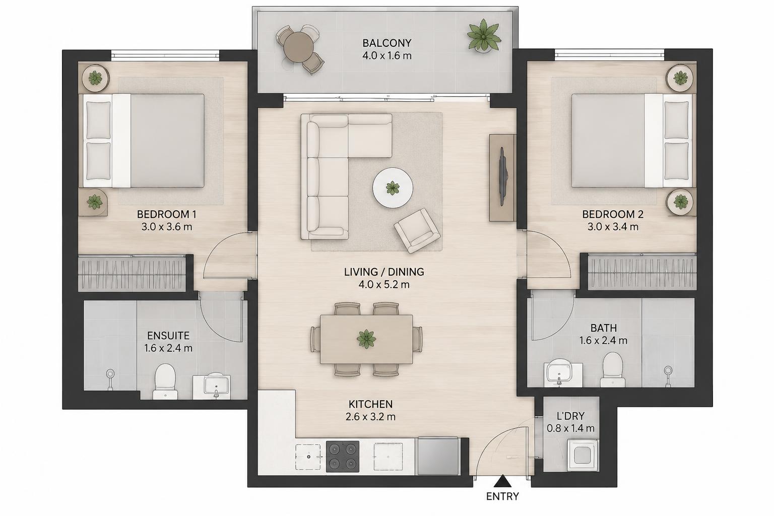 78 m² apartment